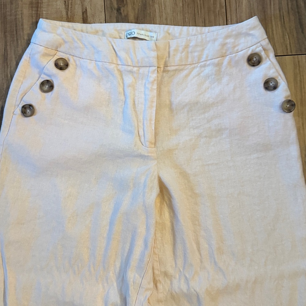Cato Pale Pink Linen-Blend Wide Leg Pants - Picture 3 of 6